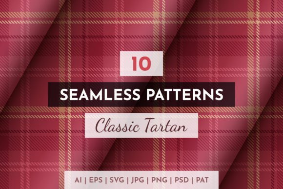 10 Seamless Classic Tartan Patterns Graphics for Handmade Crafts