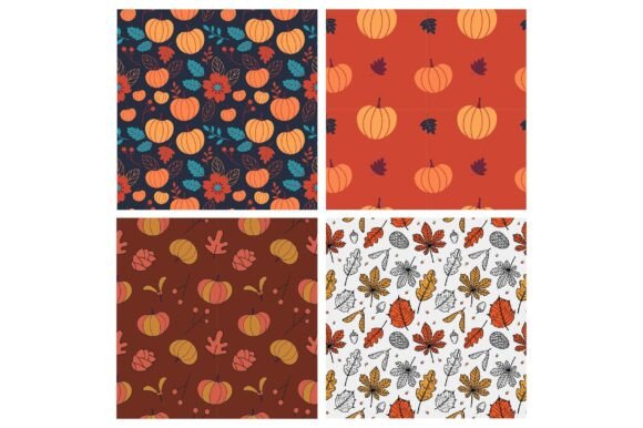 Autumn Plants Seamless Patterns for Modern Graphics