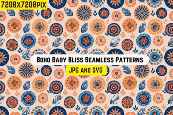Boho Baby Bliss Seamless Patterns SVG for Graphics and Branding