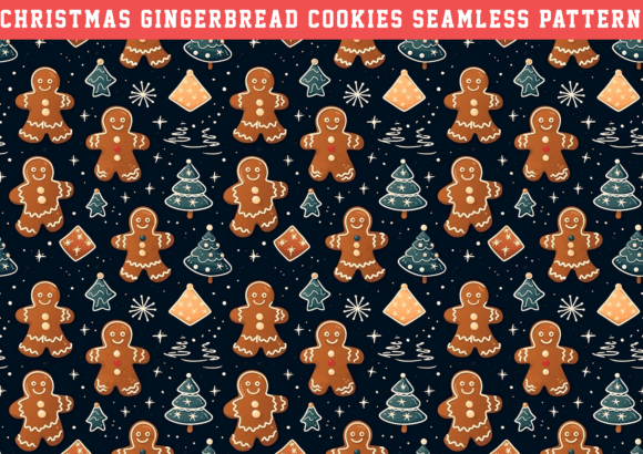 Christmas Gingerbread Cookie Pattern Graphics for Festive Branding