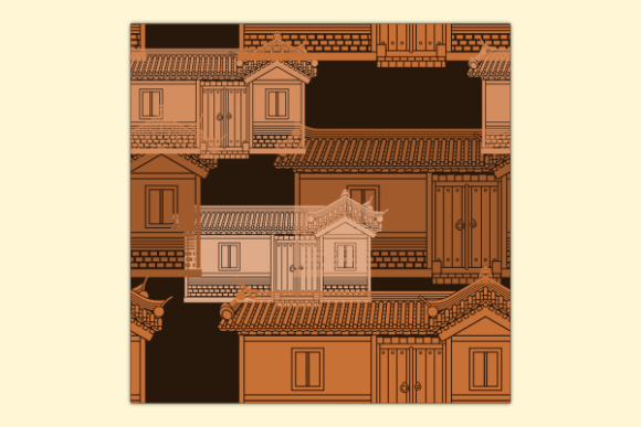 Dark Wide Korean Hanok Seamless Pattern Review