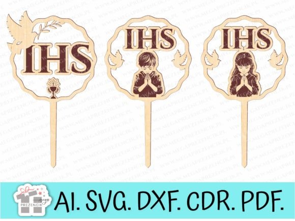 First Holy Communion IHS Topper: Designer Graphics & Patterns
