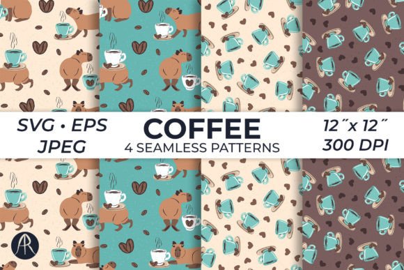 Funny Capybara Coffee Seamless Patterns Graphics Review