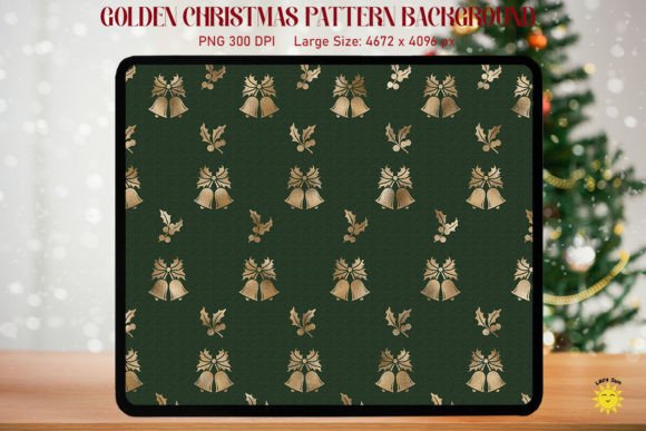Golden Christmas Bells Pattern: Premium Graphics & Backgrounds for Publishers