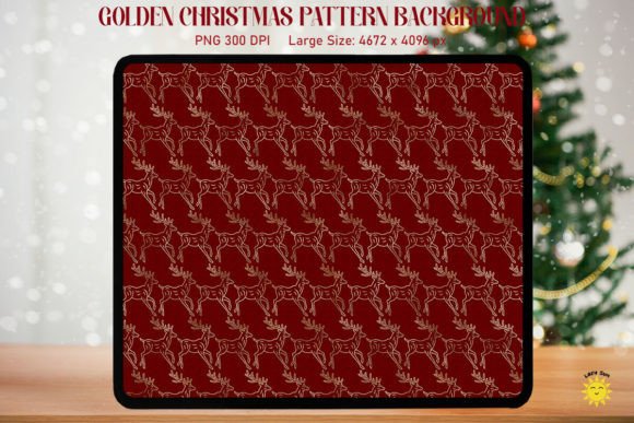 Golden Christmas Reindeers Pattern: Premium Graphics for Backgrounds