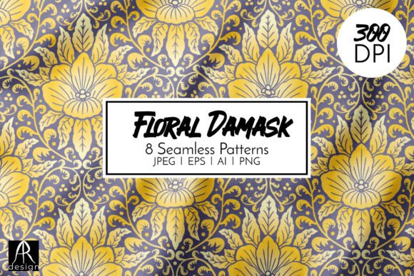 Hibiscus Floral Damask Patterns Bundle: Graphics for Modern Brands
