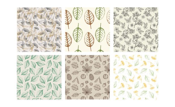 Light Seamless Patterns with Plants: Graphics for Modern Branding