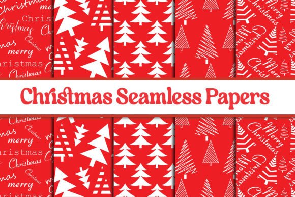 Merry Christmas Digital Red Patterns Graphics for Crafting