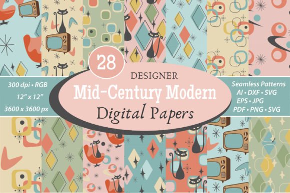 Mid Century Modern Seamless Patterns SVG Review