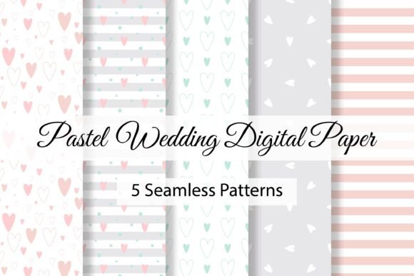 Pastel Wedding Digital Paper Patterns for Graphics & Editorial