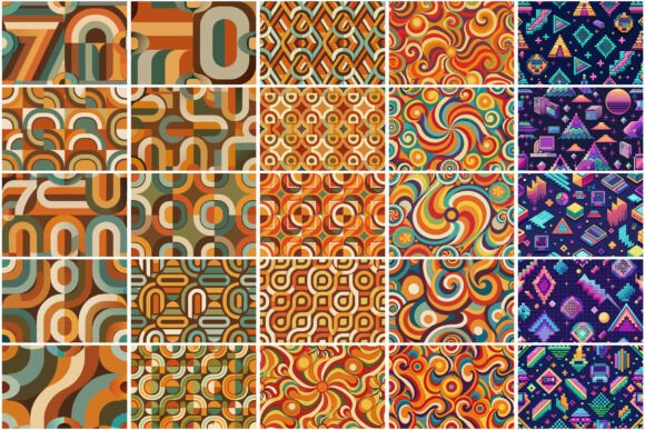 Retro Revival Patterns Bundle: Graphics for Bold Branding