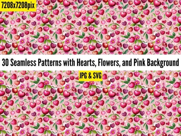 Seamless Patterns with Hearts, Flowers Review