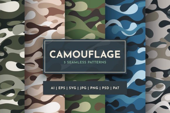 Set 5 Seamless Camouflage Patterns for Modern Graphics