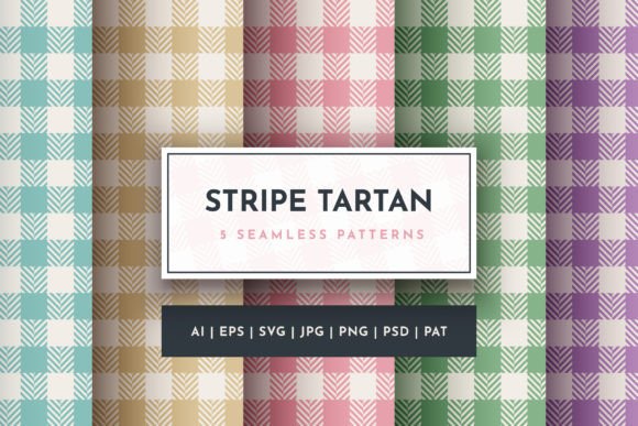 Set 5 Seamless Square Tartan Patterns for Graphics and Branding