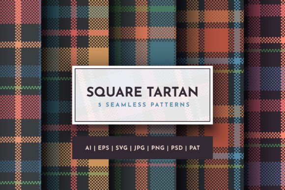 Set 5 Seamless Tartan Patterns: Premium Graphics for Your Shop