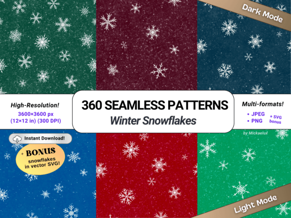Snowflakes Winter Seamless Patterns 360: A Designer's Review of Graphics and Patterns