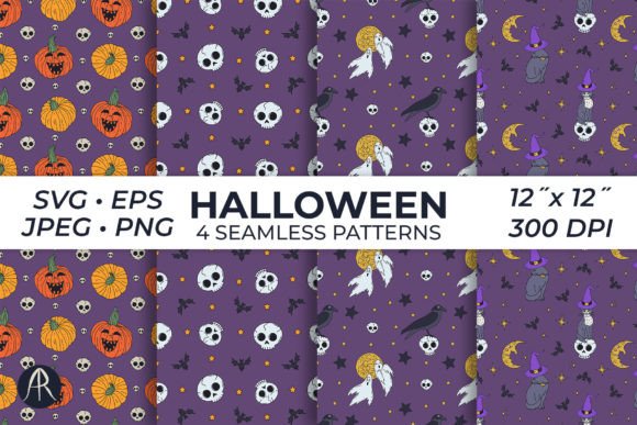 Spooky Halloween Seamless Patterns SVG for Graphics and Patterns