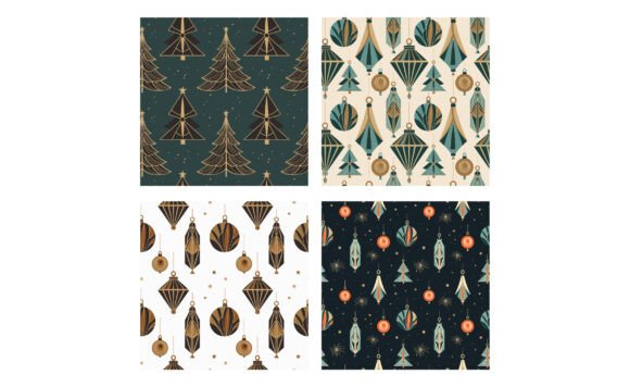 Winter Seamless Patterns with Tree Toys Graphics Review